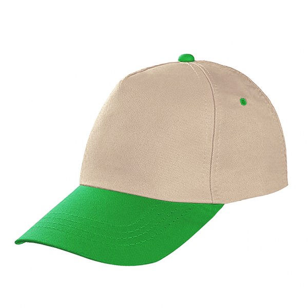 Bej Renk Gövde - Renkli Siper Şapka, YEŞİL