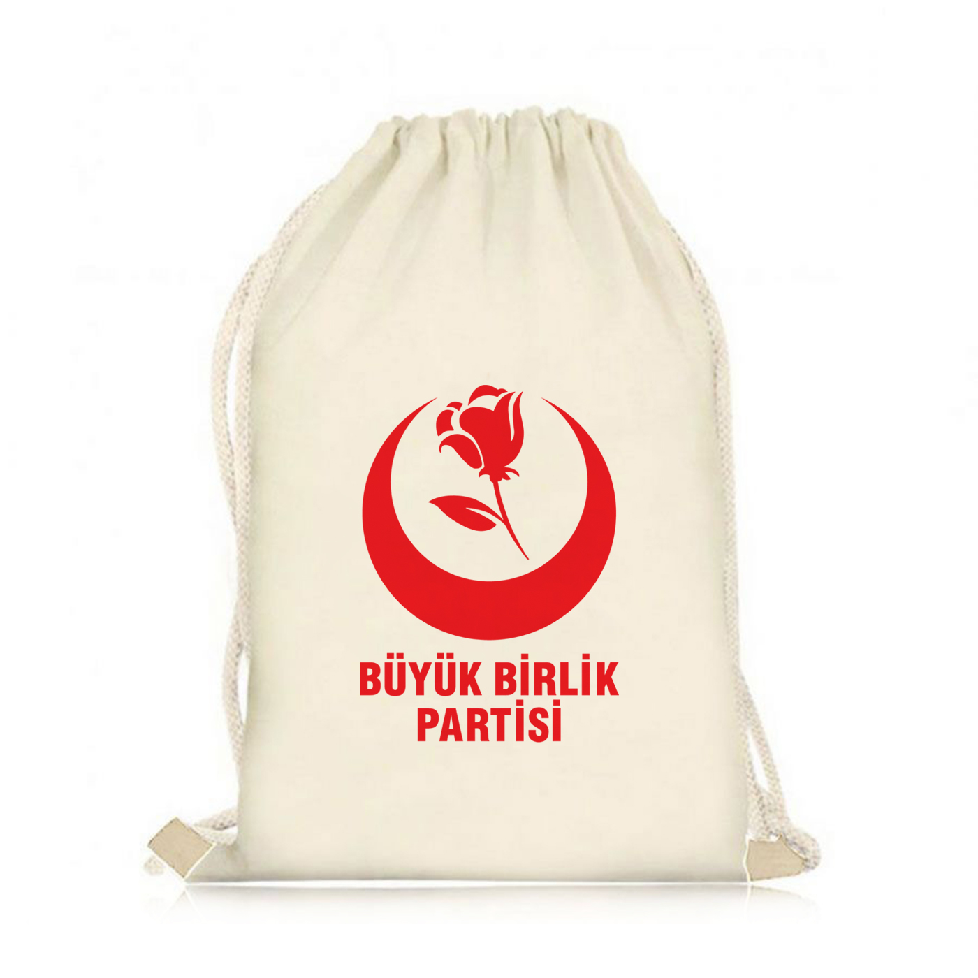 Büyük Birlik Partisi Logo Baskılı Ham Bez Çanta, 