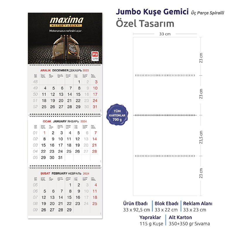 Jumbo Kuşe Gemici Üç Parça Spiralli 