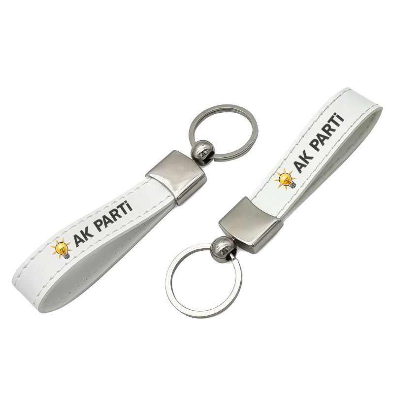 Ak Parti Logolu Metal Deri Anahtarlık