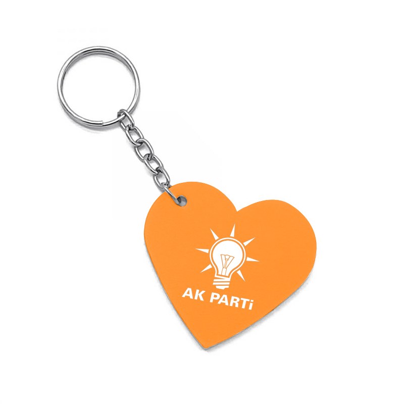 Ak Parti Logolu Ekonomik Derili Anahtarlık - Kalp