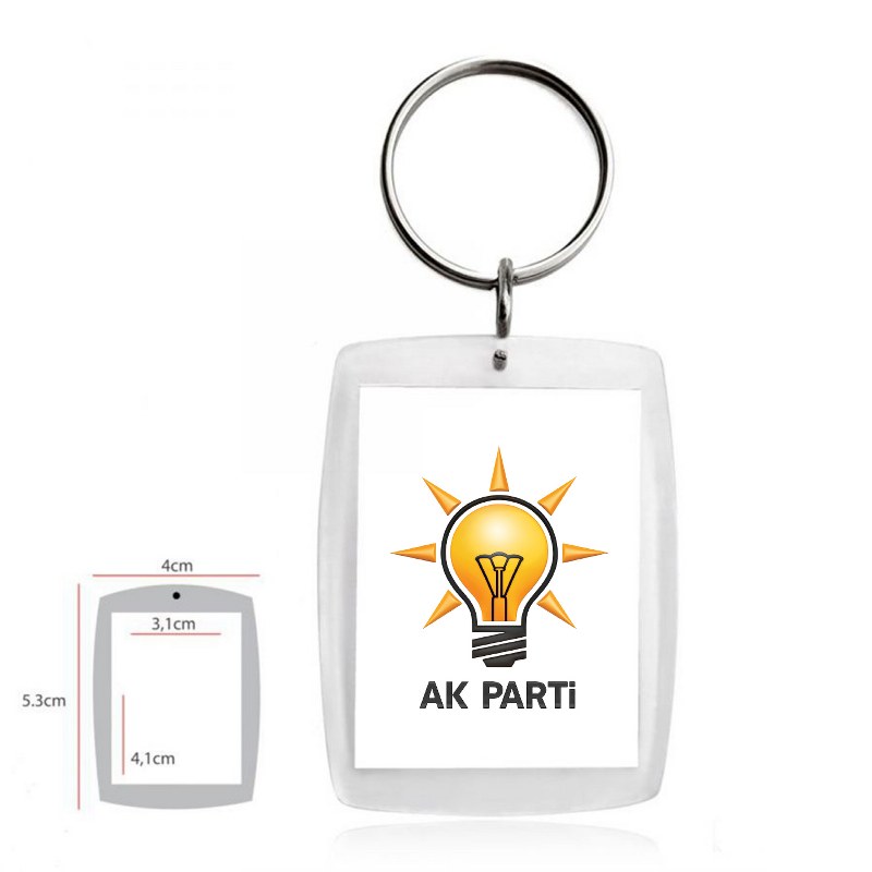 Ak Parti Logolu Halkalı Akrilik Anahtarlık