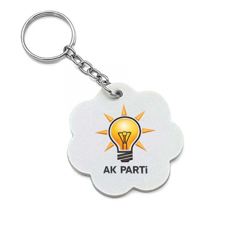 Ak Parti Logolu Ekonomik Derili Anahtarlık - Çiçek