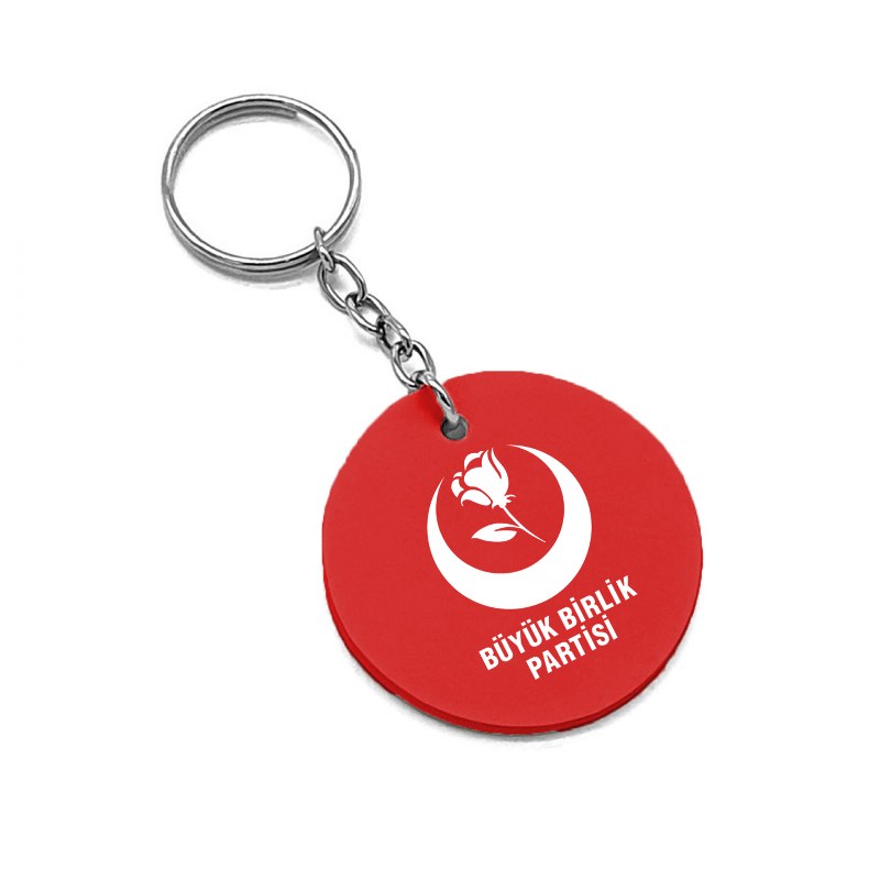 Büyük Birlik Partisi Logo Baskılı Derili Anahtarlı