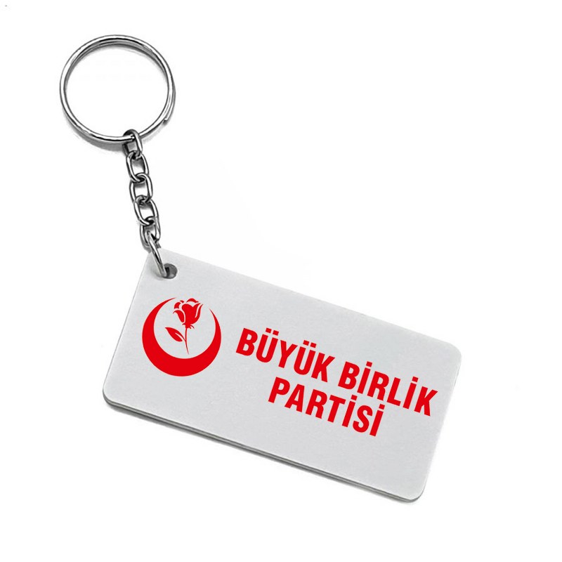 Büyük Birlik Partisi Logo Baskılı Derili Anahtarlı