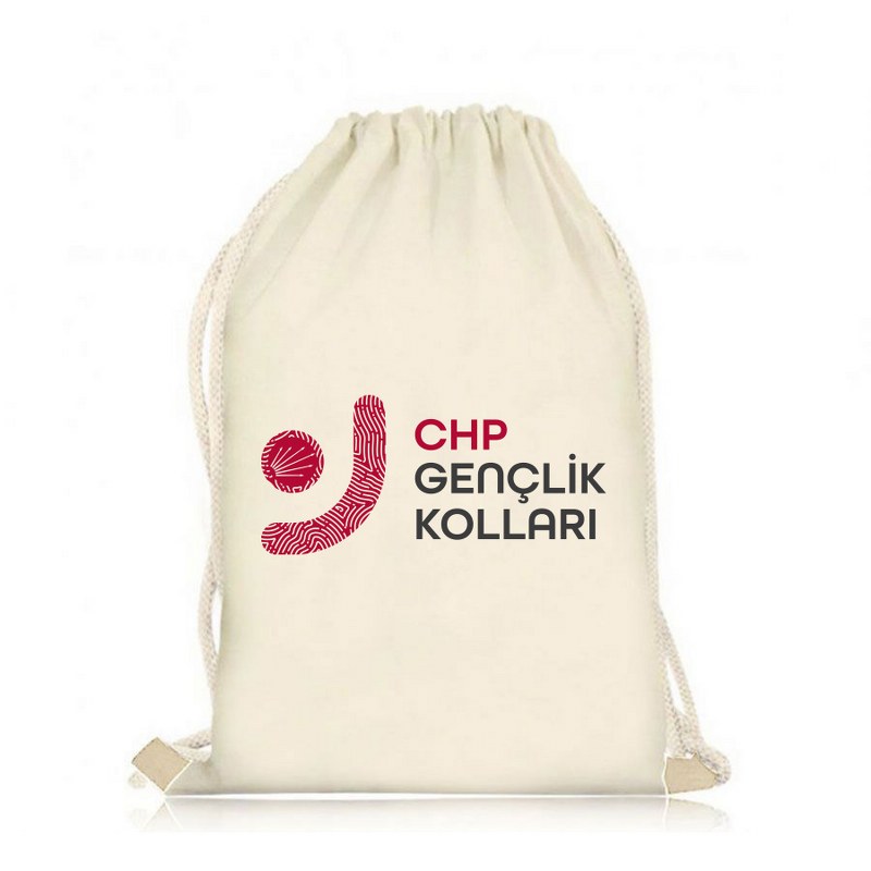CHP İp Büzgülü Ham Bez Çanta
