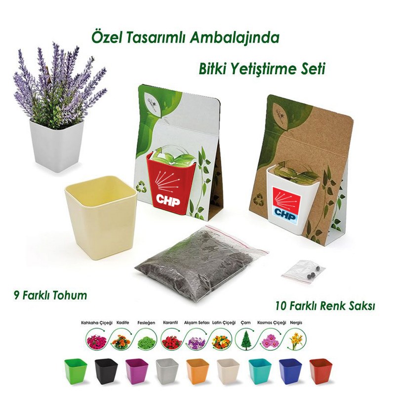 CHP Köşeli Saksılı Dikim Seti Çantalı