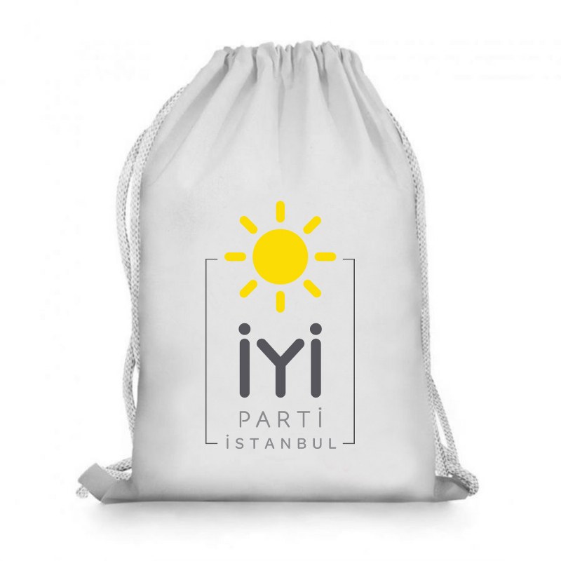 İYİ Parti İp Büzgülü Elyaf Çanta