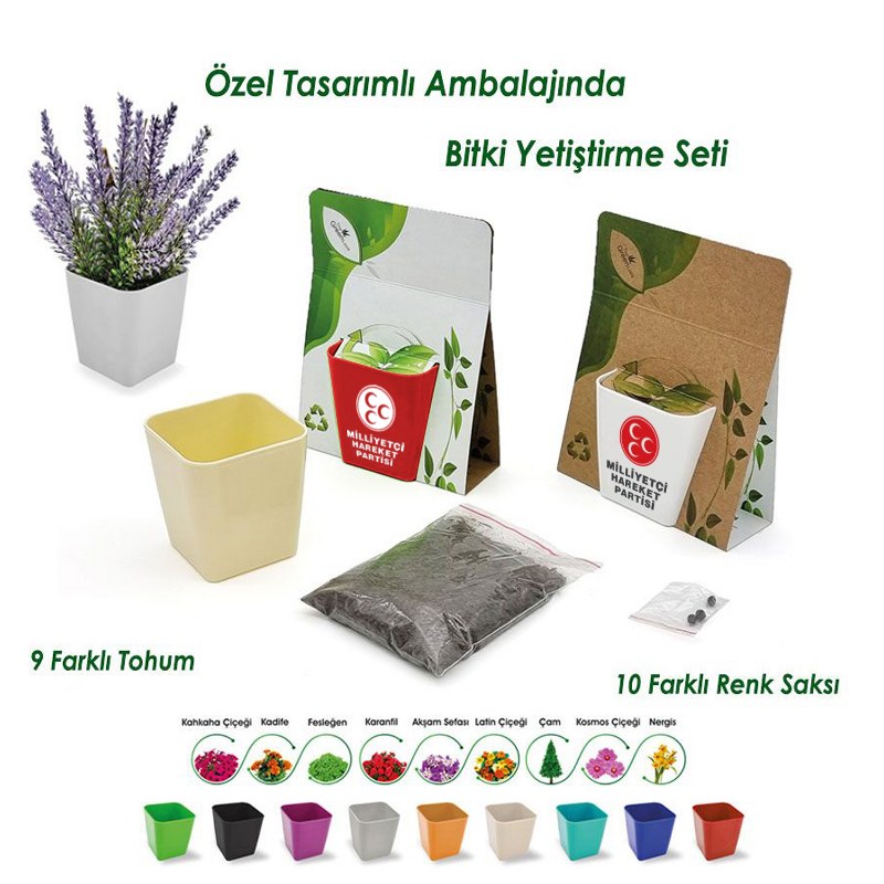 Milliyetçi Hareket Partisi Logolu Köşeli Saksı