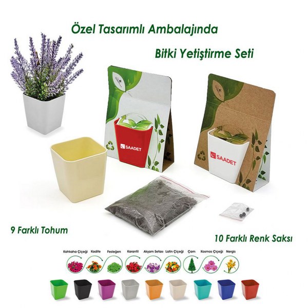 Köşeli Saksılı Dikim Seti Çantalı